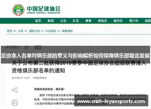 足协准入名单对俱乐部的意义与影响解析如何保障俱乐部稳定发展